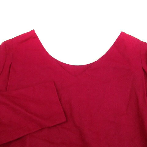 【中古】ノーリーズ Nolley's sophi ワンピース ラウンドネック 長袖 ひざ丈 ウール 36 マゼンタ /HO40 レディース 【ベクトル 古着】 230207