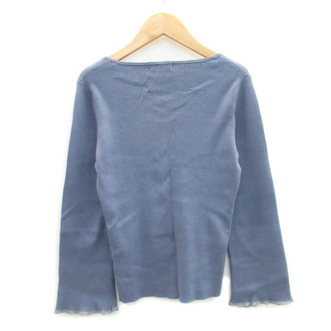 【中古】プロポーション ボディドレッシング PROPORTION BODY DRESSING リブニット カットソー 長袖 Vネック 無地 2 ブルー 青 /MS35 レディース 【ベクトル 古着】 230213