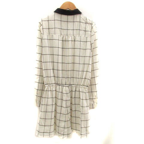 【中古】アパートバイローリーズ apart by lowrys オールインワン コンビネゾン 長袖 ショートパンツ 短パン ウィンドウペン柄 M オフホワイト 黒 ブラック /HO36 レディース 【ベクトル 古着】 230228