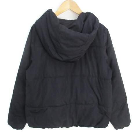 【中古】アースミュージック&エコロジー EARTH MUSIC & ECOLOGY 中綿ジャケット ミドル丈 フード付き M 紺 ネイビー /FF2 レディース 【ベクトル 古着】 230220