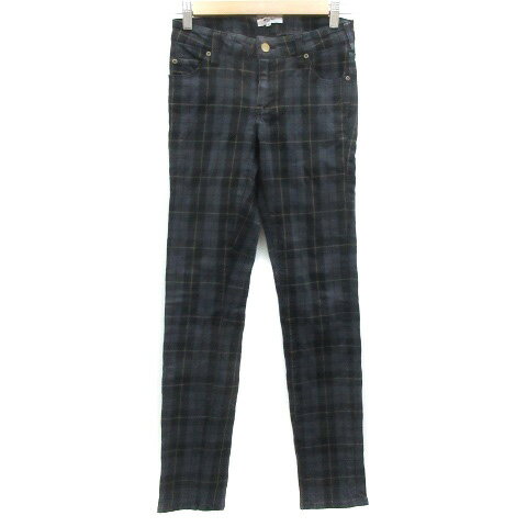【中古】ナチュラルビューティーベーシック NATURAL BEAUTY BASIC テーパードパンツ アンクル丈 チェック柄 XS グレー /YM22 レディース 【ベクトル 古着】 230308