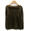 【中古】B&Y ユナイテッドアローズ BEAUTY&YOUTH ビューティー&ユース カットソー ヘンリーネック 長袖 カーキ /HO22 レディース 【ベクトル 古着】 230313(4)