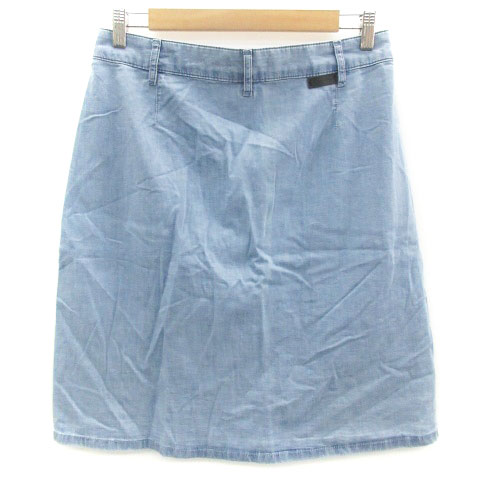 【中古】ストラネス STRENESSE ボタンダウンスカート フレアスカート ミモレ丈 シャンブレー 4 ライトブルー 水色 /YM45 レディース 【ベクトル 古着】 230410
