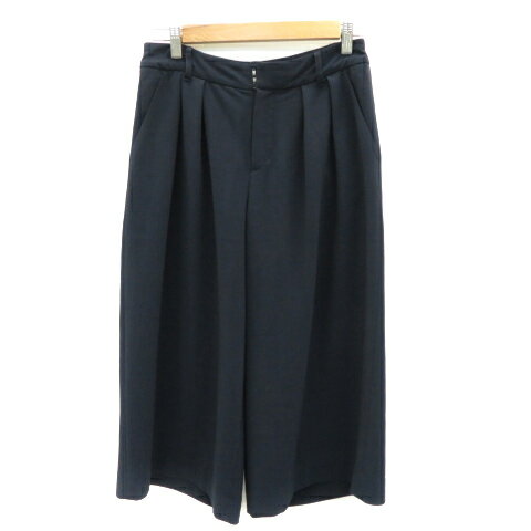 【中古】インディヴィ INDIVI ガウチョパンツ ワイドパンツ 七分丈 無地 38 紺 ネイビー /YK4 レディース 【ベクトル 古着】 230417