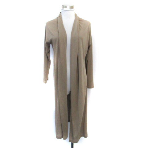 【中古】ナチュラルビューティーベーシック NATURAL BEAUTY BASIC カーディガン 前開き ロング丈 ショールカラー M ベージュ /SM34 レディース 【ベクトル 古着】 230427