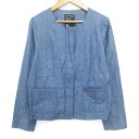 【中古】N.Natural Beauty Basic N.ナチュラルビューティーベーシック デニムジャケット ノーカラージャケット ミドル丈 ジップアップ M 青 ブルー /FF25 レディース 【ベクトル 古着】 230516(4)