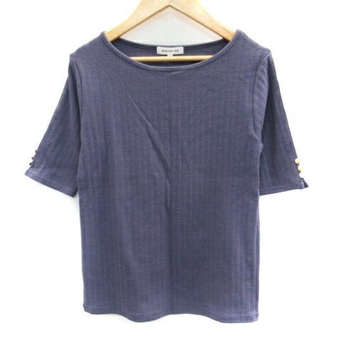 【中古】ナチュラルビューティーベーシック NATURAL BEAUTY BASIC カットソー 五分袖 ラウンドネック M ブルーグレー /SM6 レディース 【ベクトル 古着】 230613