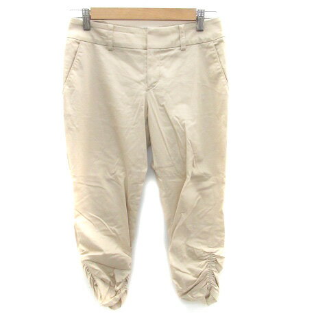 【中古】インディヴィ INDIVI サブリナパンツ 七分丈 シャーリング 38 ベージュ /HO5 レディース 【ベクトル 古着】 230607