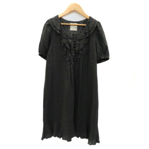 【中古】ティアラ Tiara ワンピース ひざ丈 半袖 Vネック フリル 無地 ウール混 2 ダークグレー /YK26 レディース 【ベクトル 古着】 230524 【中古】ティアラ Tiara ワンピース ひざ丈 半袖 Vネック フリル 無地 ウール混 2 ダークグレー /YK26 レディース 【ベクトル 古着】 230524
