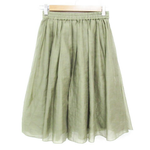 【中古】テチチ Te chichi フレアスカート ミモレ丈 無地 S カーキ /FF50 レディース 【ベクトル 古着】 230615