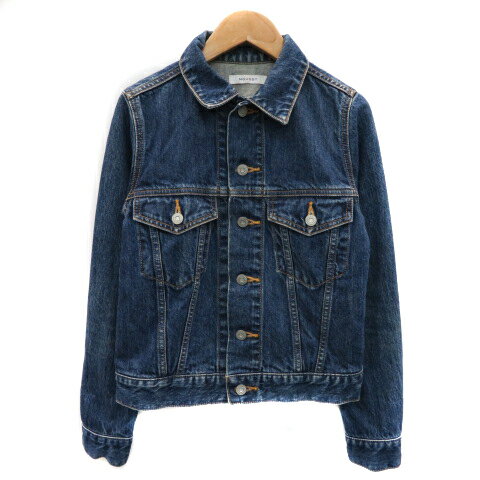 【中古】マウジー moussy デニムジャケット Gジャン ジージャン ミドル丈 無地 1 インディゴ /YK44 レディース 【ベクトル 古着】 230607