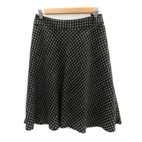 【中古】アンタイトル UNTITLED フレアスカート ミモレ丈 総柄 2 黒 ブラック アイボリー /SM22 レディース 【ベクトル 古着】 230615