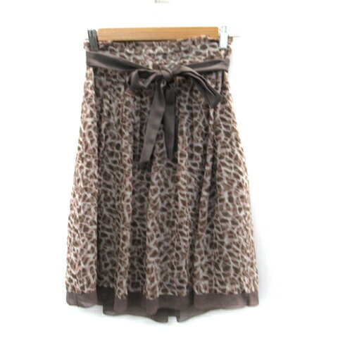 樂天商城 - 【中古】ナチュラルビューティー NATURAL BEAUTY フレアスカート ミモレ丈 総柄 リボン 36 マルチカラー ブラウン 茶 ピンクベージュ /SM18 レディース 【ベクトル 古着】 230615