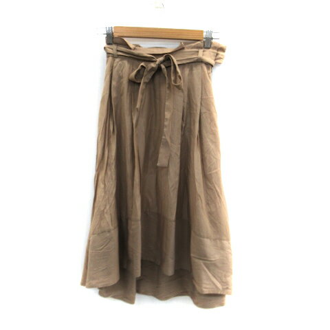 【中古】ラグナムーン LagunaMoon フレアスカート マキシ丈 ロング丈 フィッシュテール リボン S ベージュ /SM25 レディース 【ベクトル 古着】 230609