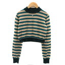 【中古】フーズフーギャラリー WHO'S WHO gallery W.W.G ニット カットソー 長袖 クルーネック ショート丈 マルチボーダー柄 リネン F ...