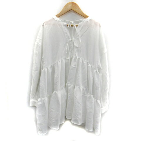 【中古】エピミエピミー epimi epimmy シャツチュニック 長袖 ラウンドネック ティアード 白 ホワイト /SM2 レディース 【ベクトル 古着】 230721