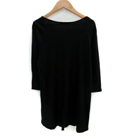 【中古】ミッシェルクラン MICHEL KLEIN Tシャツ チュニック 七分袖 ラウンドネック 無地 38 黒 ブラック /SM4 レディース 【ベクトル 古着】 230616