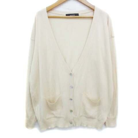 【中古】ミスティック mystic ニットカーディガン ミドル丈 無地 F ベージュ /FF29 レディース 【ベクトル 古着】 230629