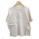 【中古】ディスコート Discoat Tシャツ カットソー 五分袖 ラウンドネック プリント F ピンクベージュ /MS17 レディース 【ベクトル 古着】 2...