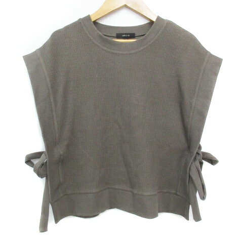 【中古】コムサイズム COMME CA ISM リブニット カットソー 半袖 ラウンドネック サイドリボン 無地 9 ..