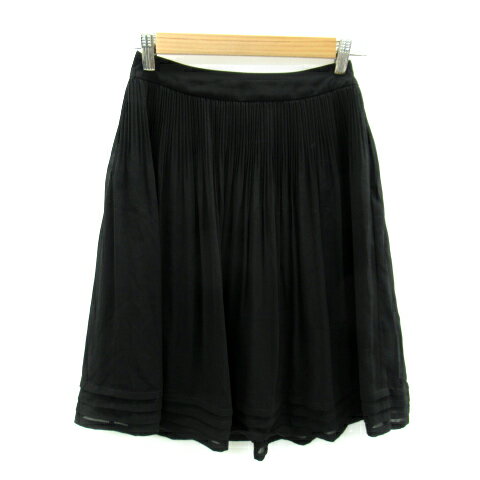 【中古】ストロベリーフィールズ STRAWBERRY-FIELDS フレアスカート ミモレ丈 無地 ティアード 黒 ブラック /SY18 レディース 【ベクトル 古着】 230630