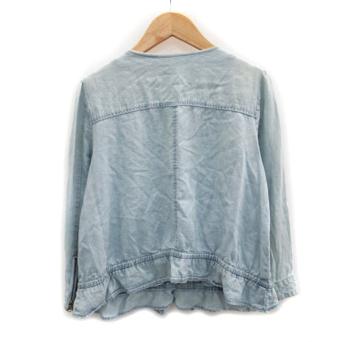 【中古】フリージアバイフリーズマート Freesia by FREE'S MART デニムジャケット ノーカラージャケット ミドル丈 ジップアップ ダンガリー M ライトブルー 水色 /MS41 レディース 【ベクトル 古着】 230629