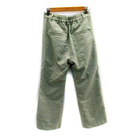 【中古】ローリーズファーム LOWRYS FARM スラックス ストレートパンツ ロング丈 千鳥格子柄 L 白 ホワイト 緑 グリーン /SY19 レディース 【ベクトル 古着】 230704