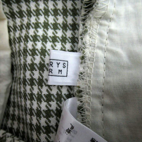 【中古】ローリーズファーム LOWRYS FARM スラックス ストレートパンツ ロング丈 千鳥格子柄 L 白 ホワイト 緑 グリーン /SY19 レディース 【ベクトル 古着】 230704