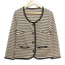 【中古】プロポーション ボディドレッシング PROPORTION BODY DRESSING カーディガン ミドル丈 ボーダー柄 2 ベージュ 黒 ブラック /...