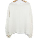 【中古】ジルスチュアート JILL STUART ブラウス カットソー 長袖 ボートネック シースルー レース ストライプ柄 S アイボリー /FF25 レディース 【ベクトル 古着】 230703(4)