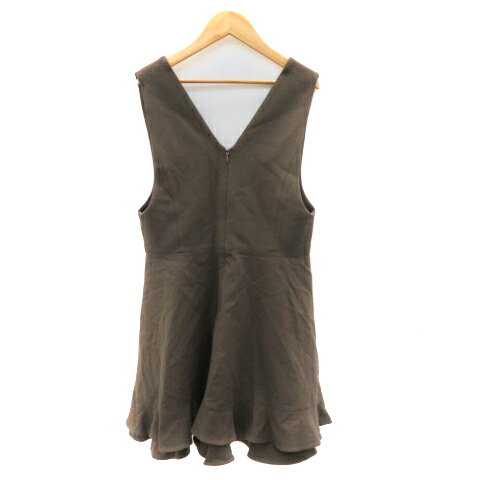 【中古】フランシュリッペ franche lippee ジャンパースカート ワンピース スコート ミニ丈 Vネック 無地 M ダークブラウン /YK39 レディース 【ベクトル 古着】 230707