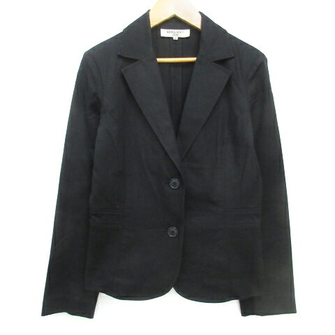 【中古】ナチュラルビューティーベーシック NATURAL BEAUTY BASIC テーラードジャケット ミドル丈 シングルボタン M 黒 ブラック /FF21 レディース 【ベクトル 古着】 230712