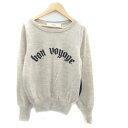 【中古】リリーピコ lily picot ニット カットソー ラウンドネック 長袖 ウール ベージュ 紺 ネイビー /HO51 レディース 【ベクトル 古着】 ...
