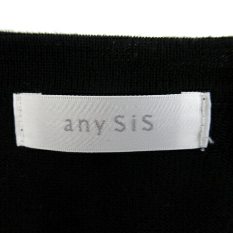 【中古】エニィスィス エニシス anySiS カーディガン ショート丈 前開き 無地 スパンコール装飾 ウール混 2 黒 ブラック /SY33 ■MO レディース 【ベクトル 古着】 230808