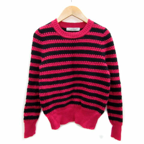 樂天商城 - 【中古】B&Y ユナイテッドアローズ BEAUTY&YOUTH ビューティー&ユース ニット セーター 長袖 ラウンドネック ボーダー柄 ウール ピンク /MS45 レディース 【ベクトル 古着】 230817
