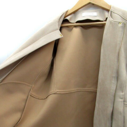 【中古】シンプリシテェ SIMPLICITE ノーカラージャケット ショート丈 スエード調 茶色 ブラウン /HO21 レディース 【ベクトル 古着】 230726