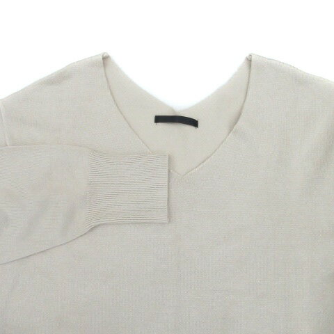 【中古】ムルーア MURUA ニットワンピース Vネック 長袖 ひざ丈 F ベージュ /HO4 レディース 【ベクトル 古着】 230802