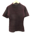 【中古】トラサルディ TRUSSARDI リブニット セーター 半袖 オフネック ウール 40 ボルドー /YM36 レディース 【ベクトル 古着】 230802