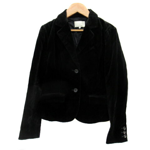 【中古】スピック&スパン Spick&Span テーラードジャケット ショート丈 シングルボタン 総裏地 無地 ベロア 36 黒 ブラック /YS33 レディース 【ベクトル 古着】 230731