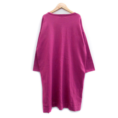 【中古】ローリーズファーム LOWRYS FARM ニットワンピース 長袖 ミモレ丈 ラウンドネック 無地 スリット L パープル 紫 /MS9 レディース 【ベクトル 古着】 230801