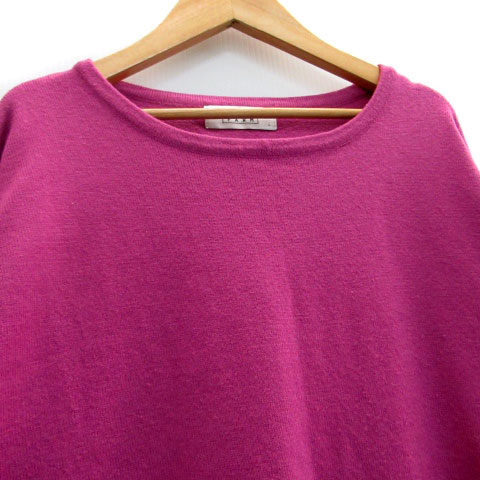 【中古】ローリーズファーム LOWRYS FARM ニットワンピース 長袖 ミモレ丈 ラウンドネック 無地 スリット L パープル 紫 /MS9 レディース 【ベクトル 古着】 230801