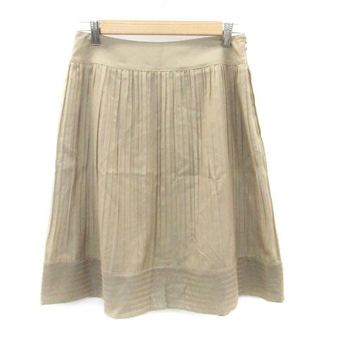 【中古】自由区 オンワード樫山 フレアスカート ミモレ丈 プリーツ 40 カーキ /HO59 レディース 【ベクトル 古着】 230817