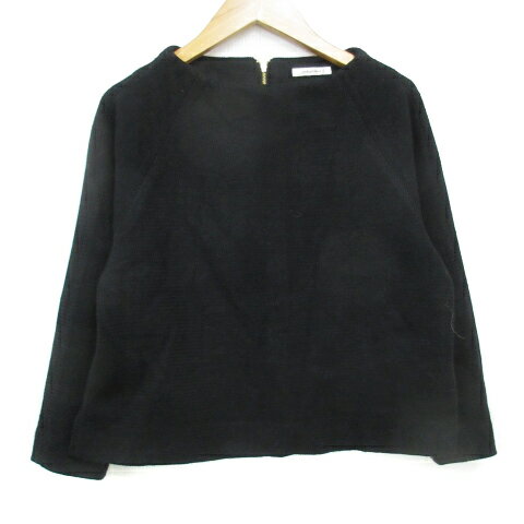 Boat Neck - 【中古】シンプリシテェ Simplicite ニット セーター 長袖 ボートネック 総柄 F 黒 ブラック /FF25 レディース 【ベクトル 古着】 230807