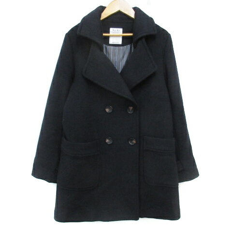 【中古】フリーズマート Free's Mart Pコート ピーコート ロング丈 無地 ウール混 M 紺 ネイビー /FF2 レディース 【ベクトル 古着】 230809