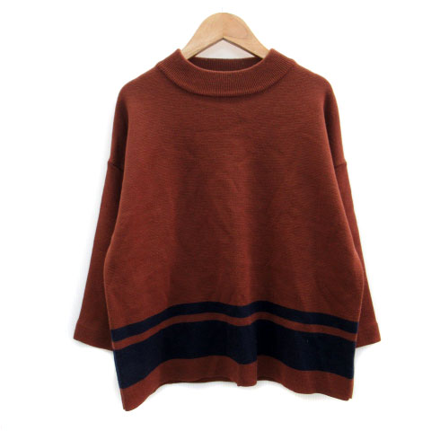 Crew Neck - 【中古】トラッゾドンナ Torrazzo Donna ニット セーター 長袖 クルーネック スリット ウール ブラウン 茶色 /MS28 レディース 【ベクトル 古着】 230808