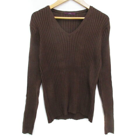 【中古】アーバンリサーチ URBAN RESEARCH アイテムズ items リブニット カットソー 長袖 Vネック 無地..
