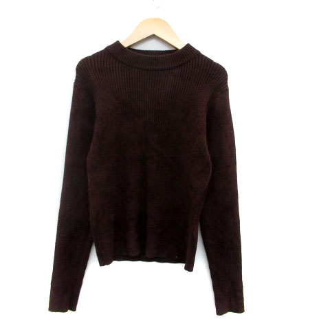 Crew Neck - 【中古】ダズリン dazzlin ニット セーター リブ クルーネック 長袖 無地 F 茶色 ブラウン /HO9 レディース 【ベクトル 古着】 230821
