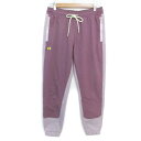 【中古】アンダーアーマー UNDER ARMOUR スポーツウェア ジャージ ジョガーパンツ イージーパンツ ロング丈 切替 ロゴプリント 総柄 M 紫 ピンク...