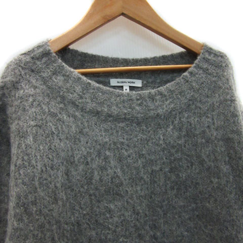 【中古】グローバルワーク GLOBAL WORK ニット セーター 長袖 ラウンドネック モヘヤ M グレー /MS17 レディース 【ベクトル 古着】 230818