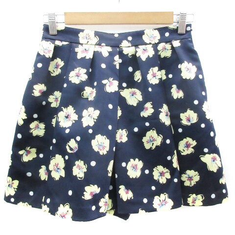 【中古】ジルスチュアート JILL STUART キュロット ショートパンツ 短パン 花柄 マルチカラー 4 ネイビ..